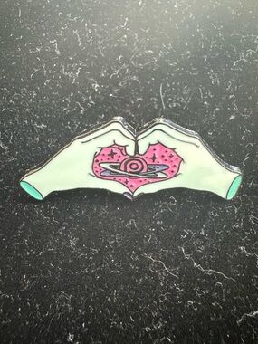 Green Heart Hands Around Planet Pin - New